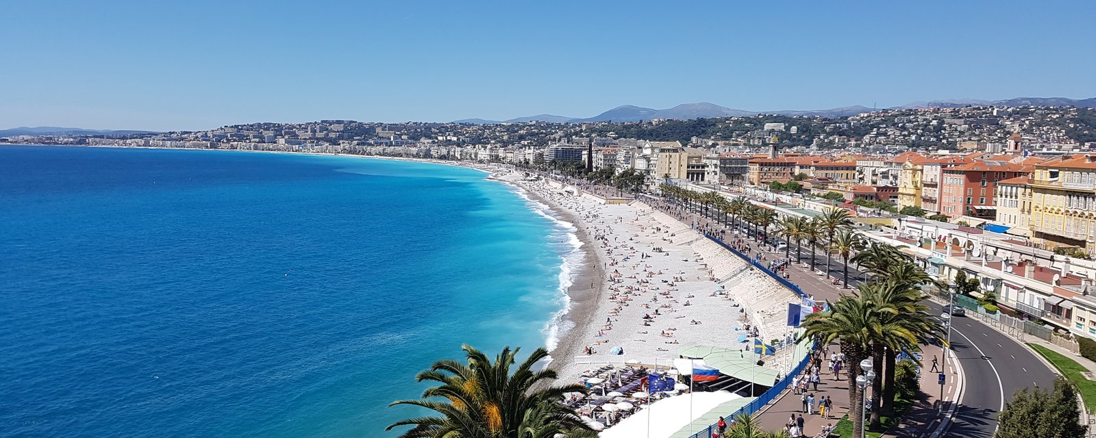 View across the Bay of Angels and Promenade des Anglais in Nice